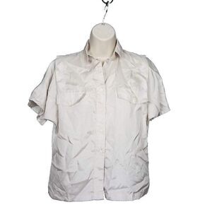 Shapely Womens Sz 6 Button Down Blouse Cream Beige Vintage Career Work Shirt 6